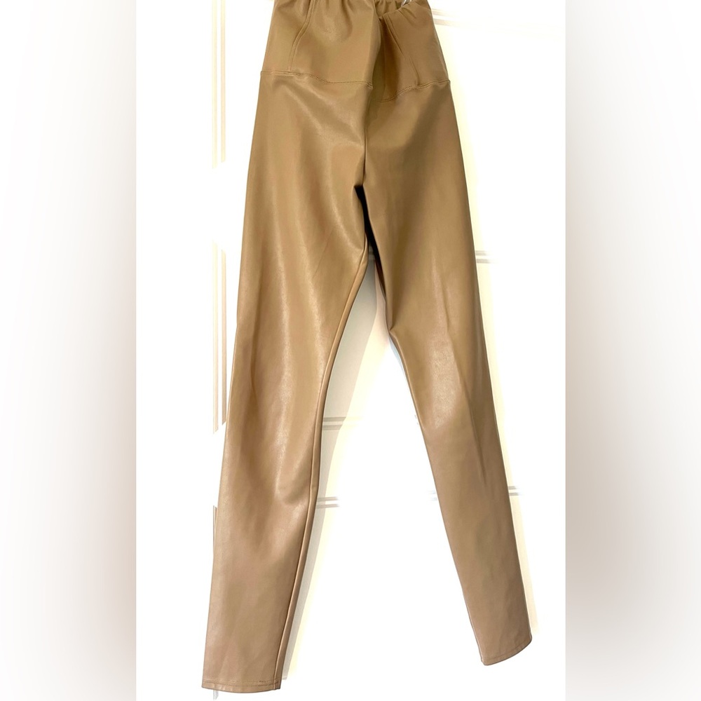 Aritzia Camel Faux Leather Leggings